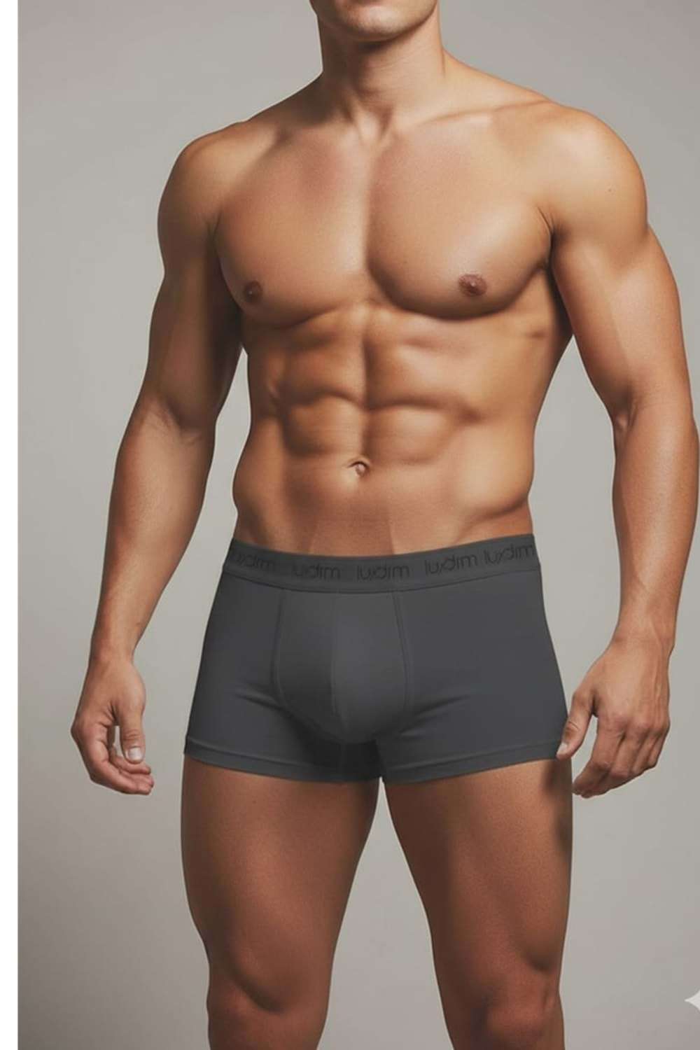 LuxDrm 317 Erkek Ultra Soft Kumaş Likralı Cotton Boxer Antrasit ld3