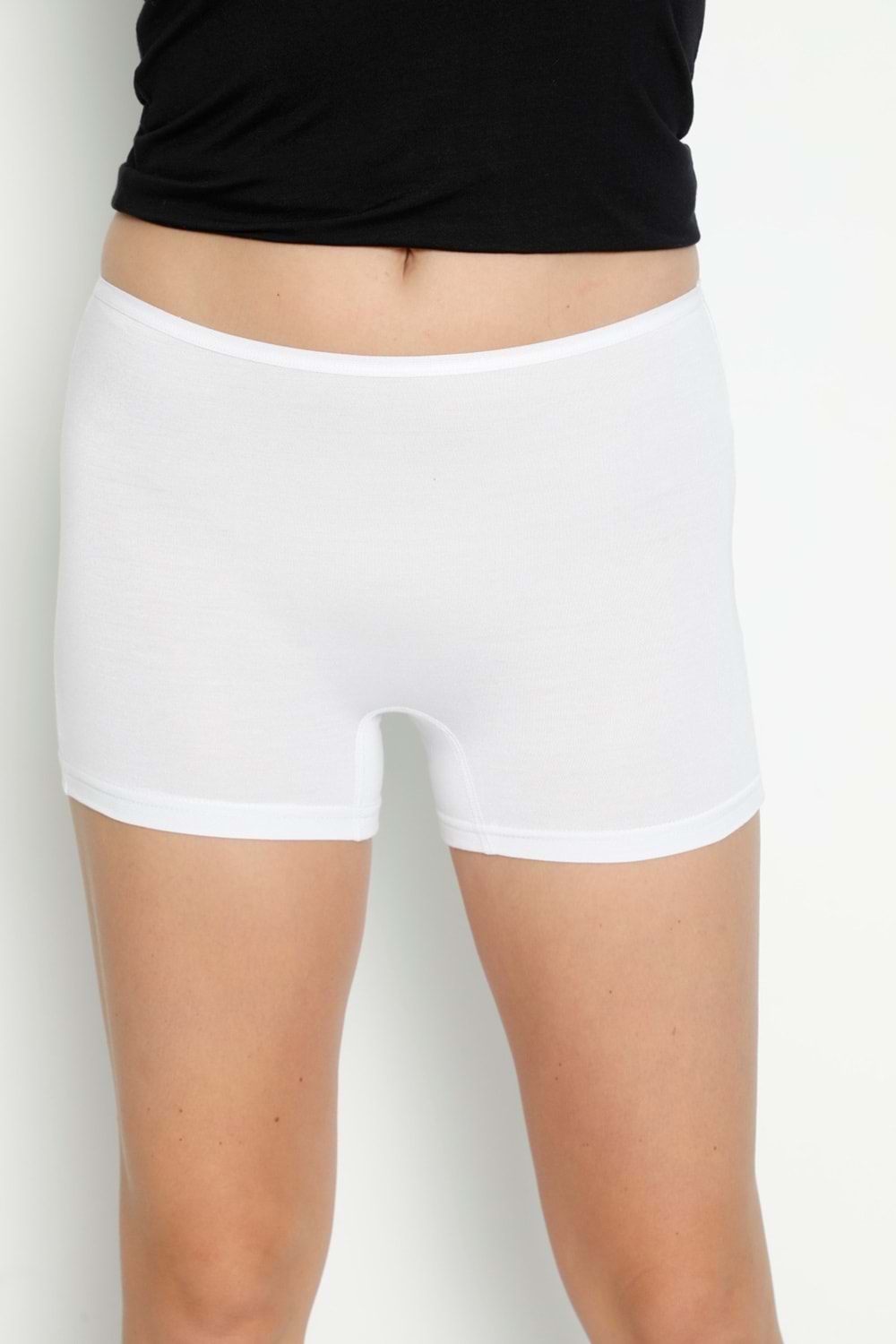 LuxDrm 3170 Kadın Bambu Likralı Boxer Beyaz ld3