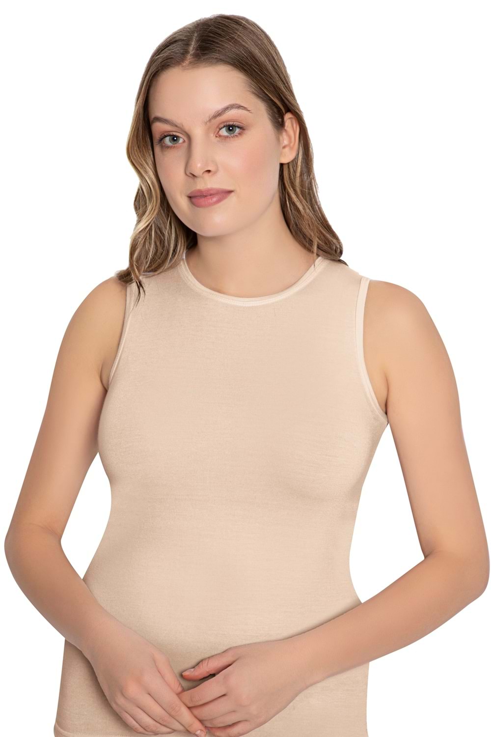 LuxDrm 3740 Kadın Bambu Kolsuz Body Atlet Ten ld3