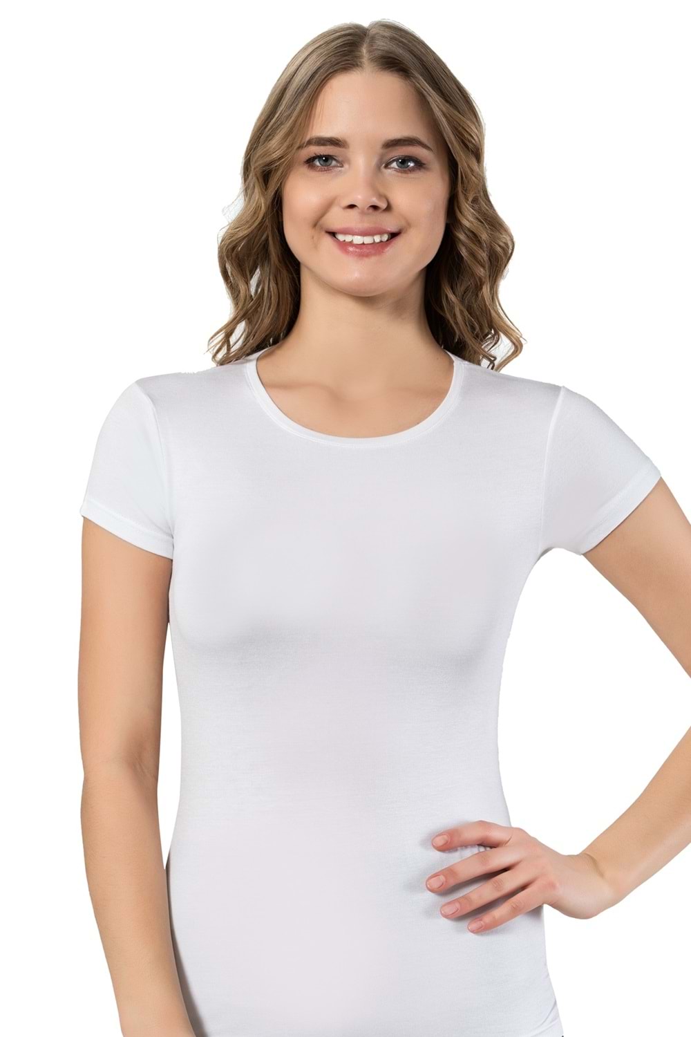 LuxDrm 3750 Kadın Bambu Kısa Kollu Body Atlet Beyaz ld3