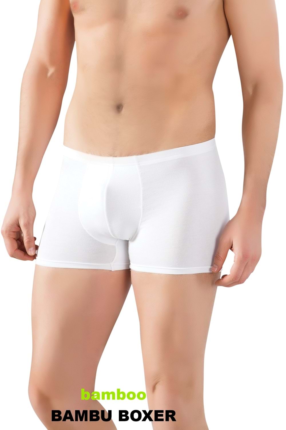 LuxDrm 3910 Erkek Bambu Likralı Boxer Beyaz ld3