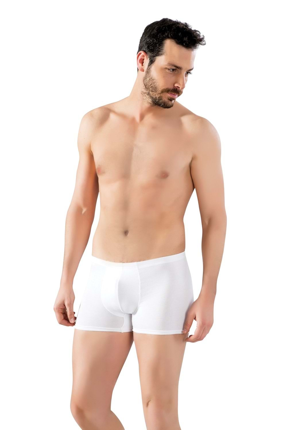 LuxDrm 3910 Erkek Bambu Likralı Boxer Beyaz ld3