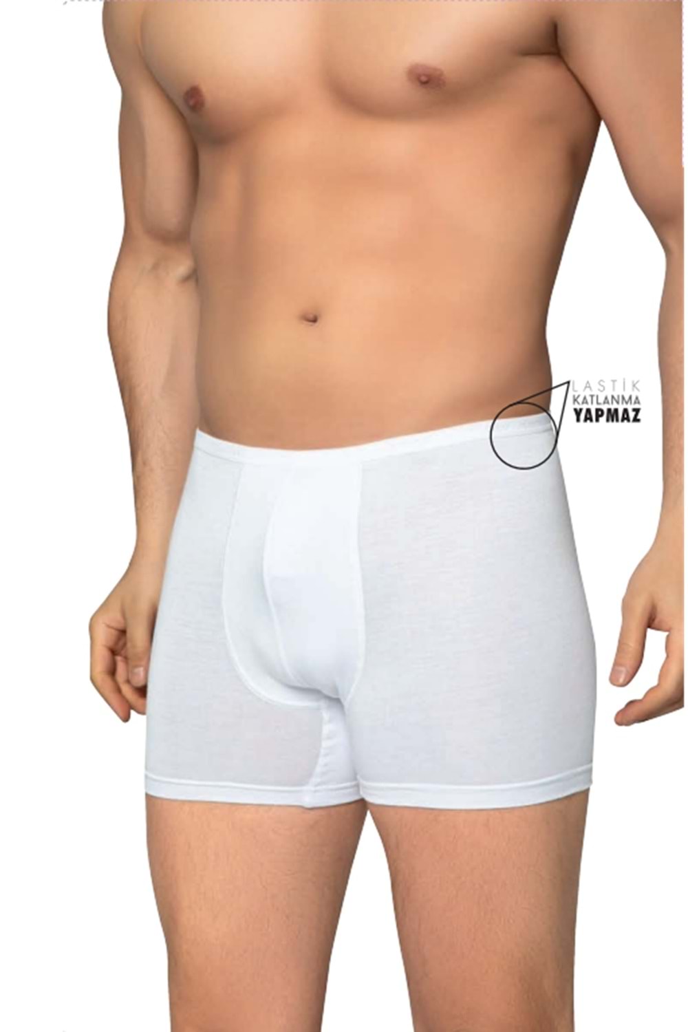 LuxDrm 3911 Erkek Bambu Likralı Katlanma Yapmaz Boxer Beyaz ld3