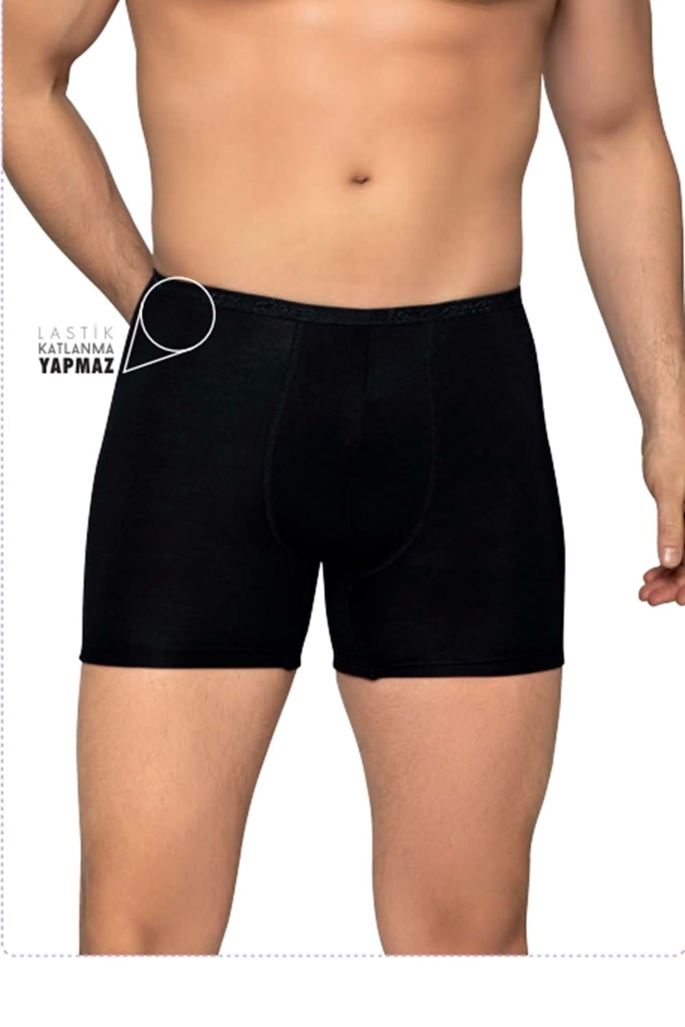 LuxDrm 3911 Erkek Bambu Likralı Katlanma Yapmaz Boxer Siyah ld3