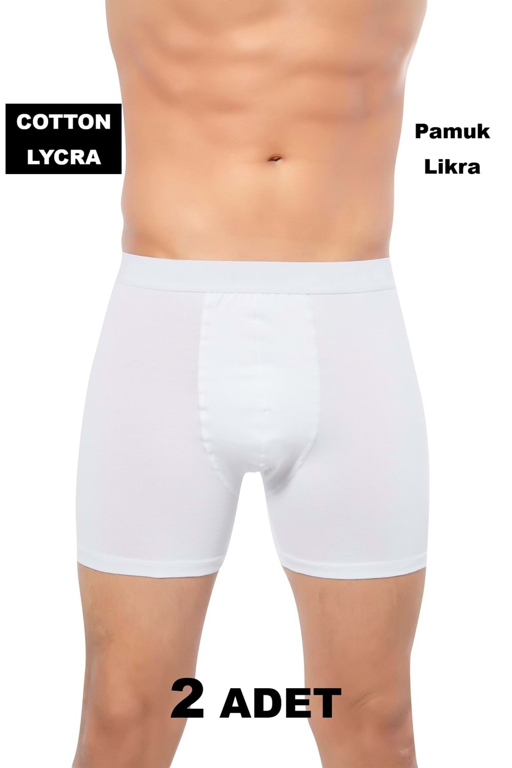 LuxDrm 2 Adet 692 Zeus Erkek Cotton Likralı Boxer Beyaz Ld3