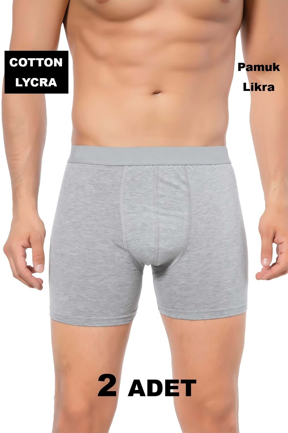 LuxDrm 2 Adet 692 Zeus Erkek Cotton Likralı Boxer Gri Ld4
