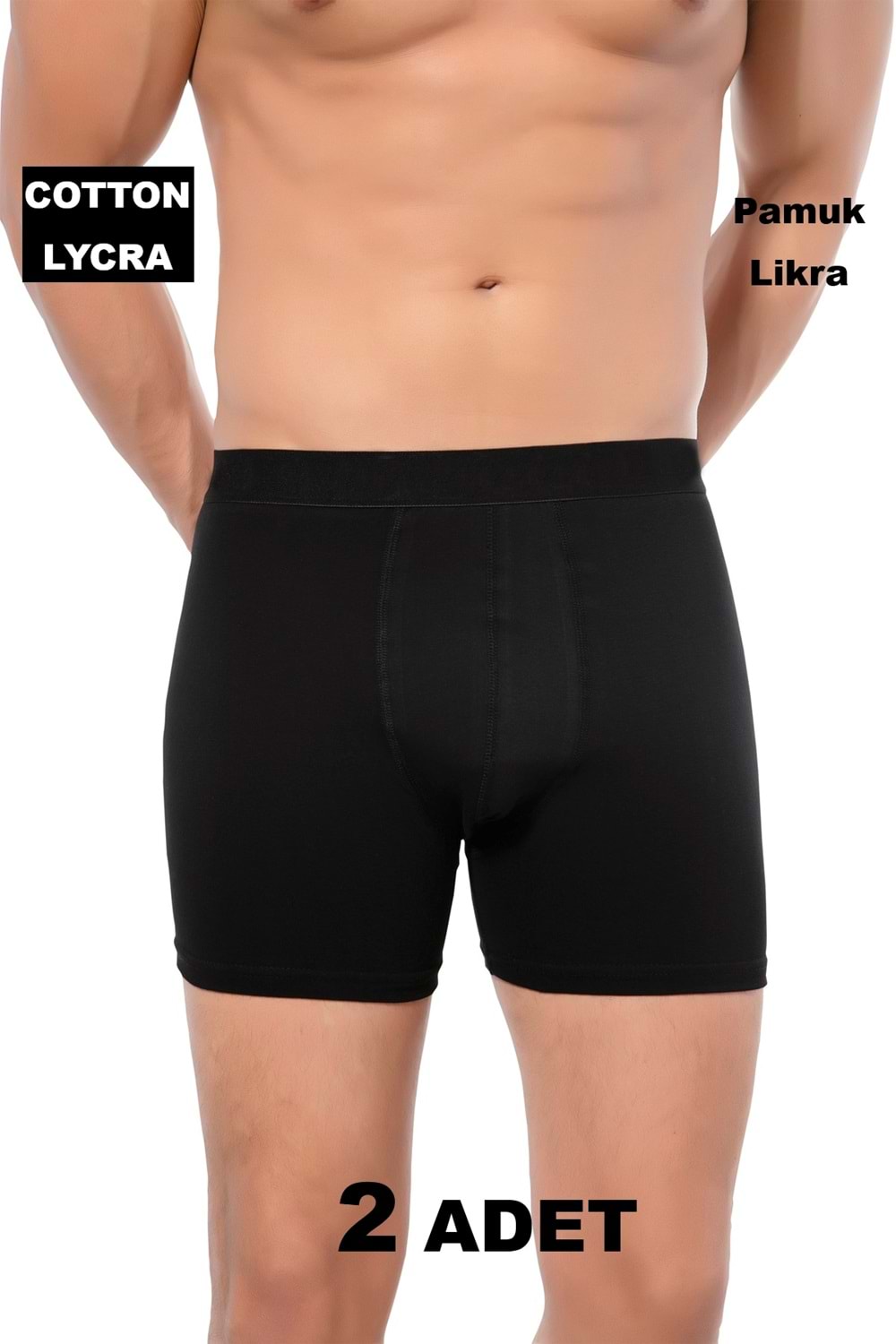 LuxDrm 2 Adet 692 Zeus Erkek Cotton Likralı Boxer Siyah Ld4
