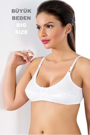 LuxDrm 083 Kadın Battal Ayar Askılı Cotton Sütyen Beyaz ld1