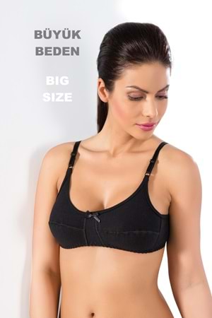 LuxDrm 083 Kadın Battal Ayar Askılı Cotton Sütyen Siyah ld1