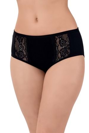 LuxDrm 2500 Kadın Dantelli Cotton Bato Külot Siyah ld3
