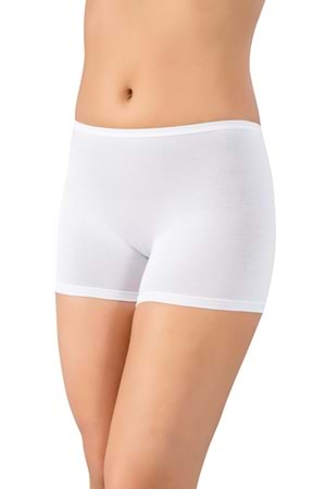 LuxDrm 3170 Kadın Bambu Likralı Boxer Beyaz ld3