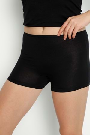 LuxDrm 3170 Kadın Bambu Likralı Boxer Siyah ld3