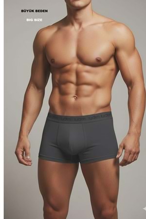 LuxDrm 318 Erkek Battal Ultra Soft Kumaş Likralı Cotton Boxer Antrasit ld6