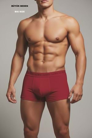 LuxDrm 318 Erkek Battal Ultra Soft Kumaş Likralı Cotton Boxer Bordo ld6