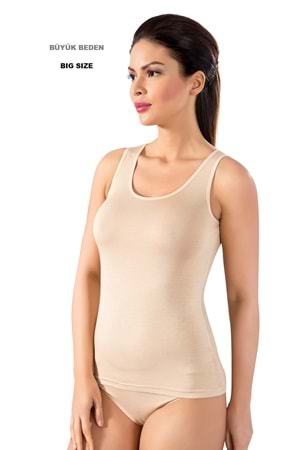 LuxDrm 3720 Kadın Battal Bambu Kalın Askılı Atlet Ten ld5