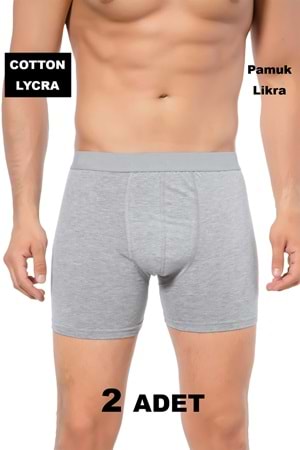 LuxDrm 2 Adet 692 Zeus Erkek Cotton Likralı Boxer Gri Ld4