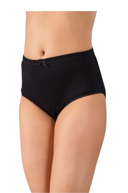 LuxDrm 035 Kadın Cotton Fitilli Kumaş Bato Külot Siyah ld2