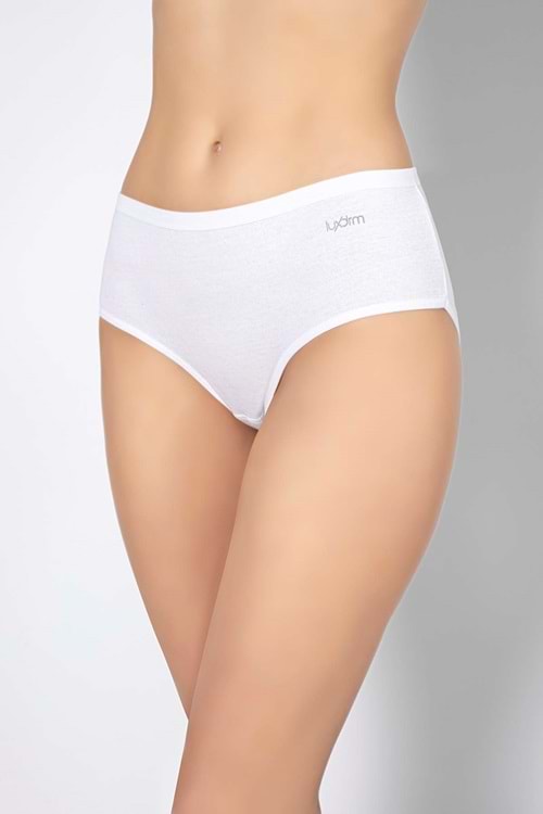 LuxDrm 094 Kadın Ribana Cotton Bato Külot Beyaz ld3