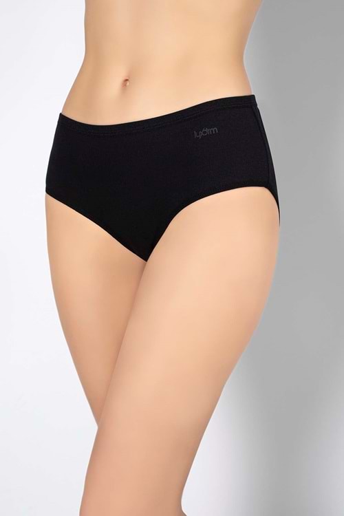 LuxDrm 094 Kadın Ribana Cotton Bato Külot Siyah ld3