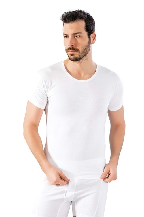 LuxDrm 150 Erkek Bisiklet Yaka Cotton Fanila Beyaz ld3