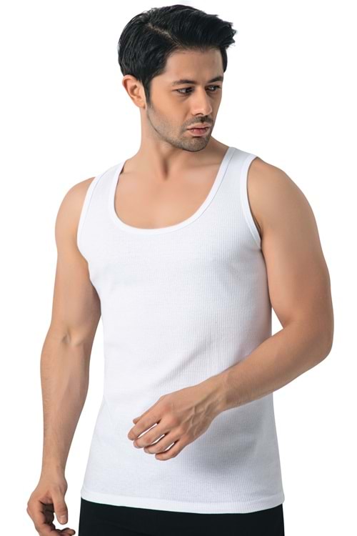 LuxDrm 156 Erkek Cotton Fitilli Kaşkorse Atlet Beyaz ld3