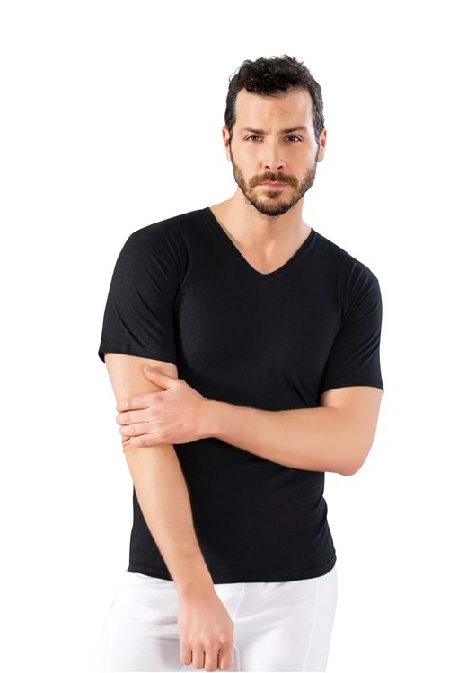 LuxDrm 203 Erkek V Yaka Cotton Fanila Siyah ld3