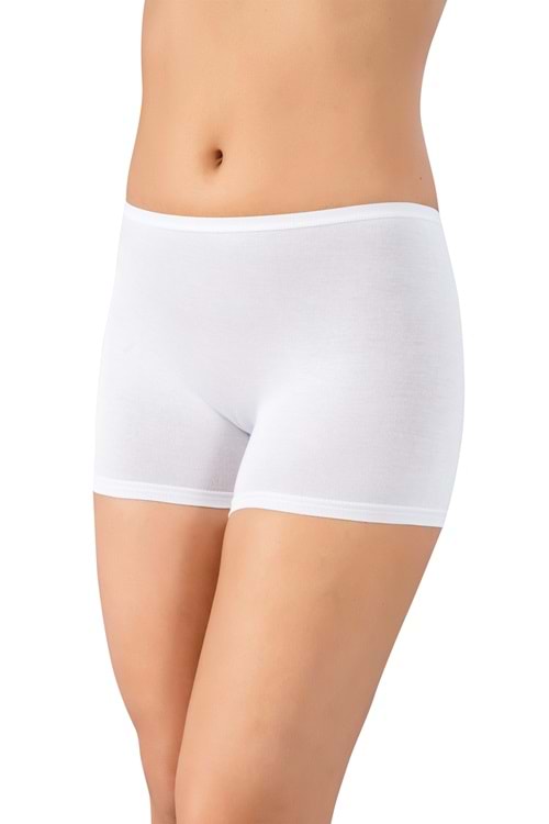 LuxDrm 3170 Kadın Bambu Likralı Boxer Beyaz ld3