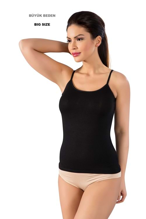 LuxDrm 3620 Kadın Battal Bambu İp Askılı Atlet Siyah ld5