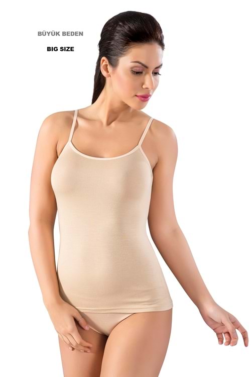 LuxDrm 3620 Kadın Battal Bambu İp Askılı Atlet Ten ld5