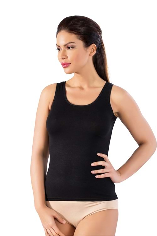 LuxDrm 3700 Kadın Bambu Kalın Askılı Atlet Siyah ld1