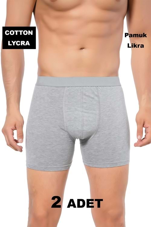 LuxDrm 2 Adet 692 Zeus Erkek Cotton Likralı Boxer Gri Ld4