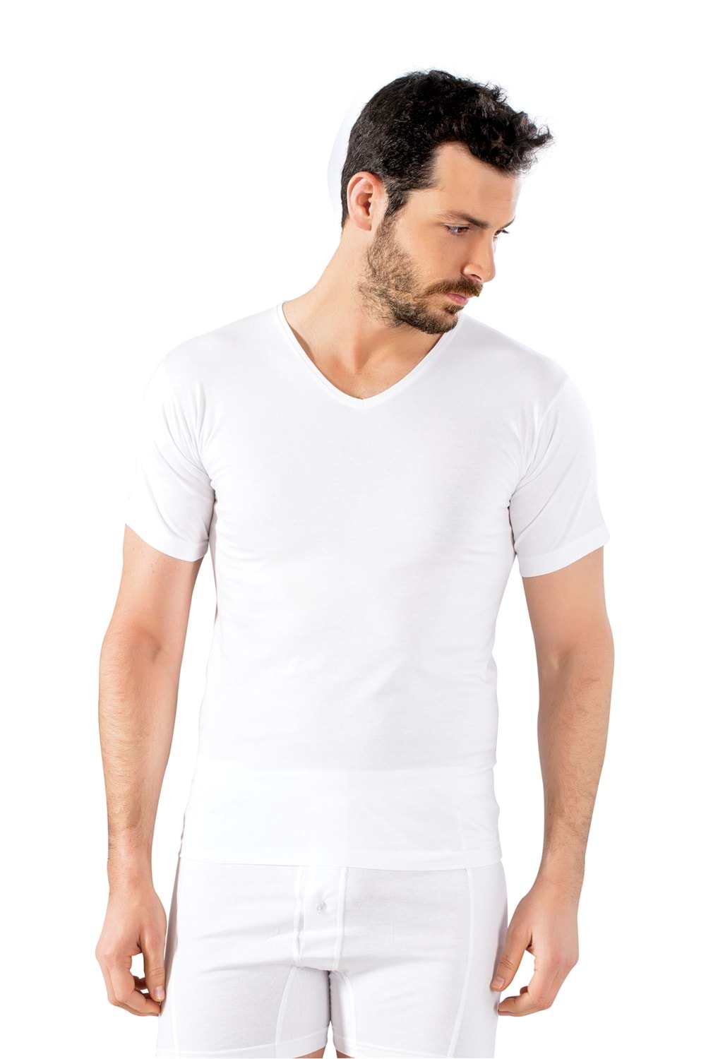 LuxDrm 203 Erkek V Yaka Cotton Fanila Beyaz ld1