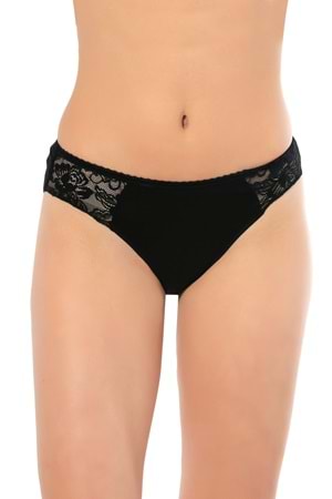 LuxDrm 3120 Kadın Bambu Dantelli Bikini Külot Siyah ld3