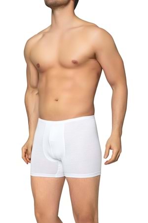 LuxDrm 3911 Erkek Bambu Likralı Katlanma Yapmaz Boxer Beyaz ld3
